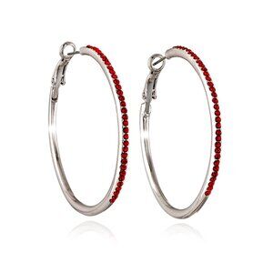 NWT Siam Crystal Hoop Earrings Made with Swarovski Crystals Silver Tone